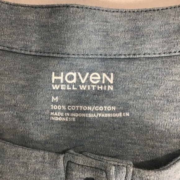 Haven Well Within Organic Cotton Interlock Henley Dress Blue Size M - Picture 6 of 11